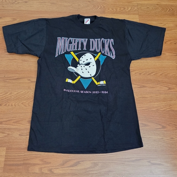 Anaheim Ducks Other - Vintage Anaheim Mighty Ducks Black T Shirt Inaugural Season 1993-94 Size Large